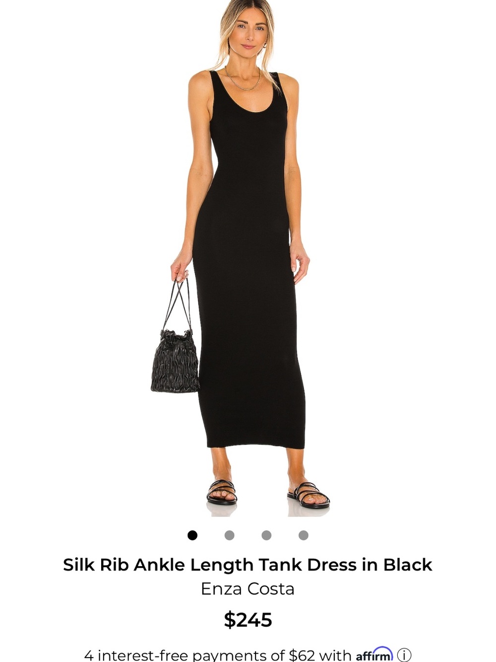 Enza Costa Black Silk Rib Tank Maxi Dress
